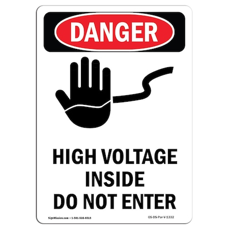 Signmission Safety Sign, OSHA Danger, 5" Height, High Voltage Inside, Portrait, D-35-V-1332 OS-DS-D-35-V-1332
